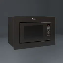 Detailed 3D render of a modern, black built-in microwave oven for Blender 3D projects.