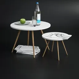 Sofa side table set with decoration