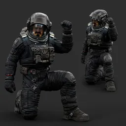 Astronaut Sitting Pose Dark Suit