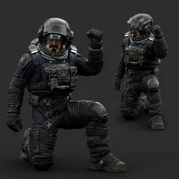 Astronaut Sitting Pose Dark Suit