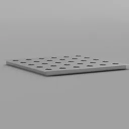 "Chromium square shower drain 3D model for Blender 3D, featuring a sleek metal tray with holes and tileable design. Perfect for your next bathroom 3D project. Created with BlenderKit."