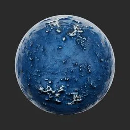 High-quality PBR texture of a weathered blue concrete surface with peeling paint for 3D rendering.