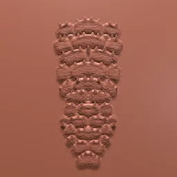 3D model detail of dragon scales pattern sculpted using specialized Blender sculpting brush.