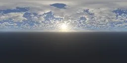 Sun piercing through clouds HDR for realistic lighting in 3D scenes, high-quality 10K resolution.