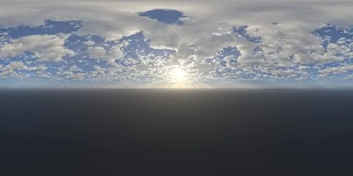 Sun piercing through clouds HDR for realistic lighting in 3D scenes, high-quality 10K resolution.