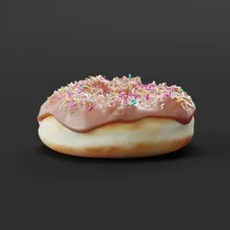 Realistic frosted sprinkle donut 3D model, ideal for Blender project visualizations.