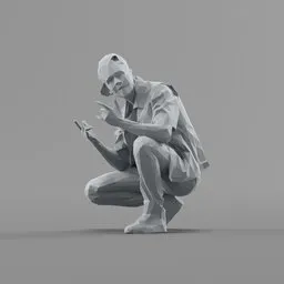 Lowpoly Squatting Guy