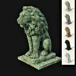 Highly detailed Blender 3D model showcasing a majestic lion statue with realistic textures and materials.