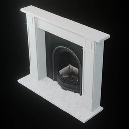 Detailed 3D model of a traditional-style fireplace with marble details, optimized for Blender rendering.