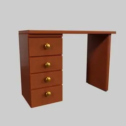 "Cartoon wooden desk with a drawer and inspiration from Johann Zoffany, designed in Blender 3D. Mid-century modern furniture style and trending on ArtStation, with a side profile view. Perfect for 3D modelers and designers looking for a unique desk model."