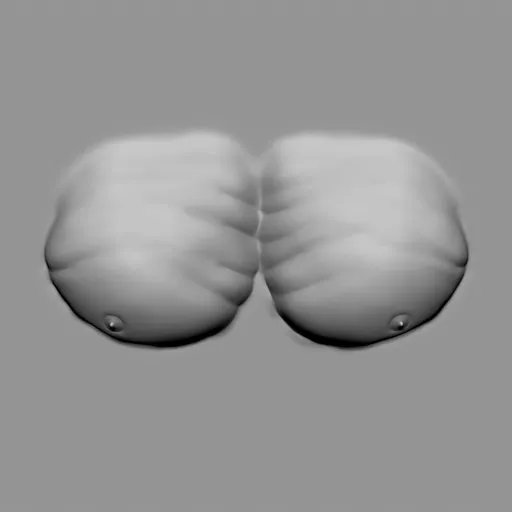3D sculpting brush tip creating detailed muscle definition, ideal for male figure modeling in Blender.
