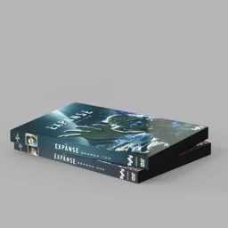 Blender 3D low poly model of The Expanse DVD cases series 1 and 2 with detailed textures and artwork.