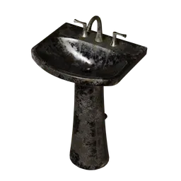 "Rusted Pedestal Sink 3D model for Blender 3D - perfect for grungy bathroom furniture sets. Features rusty metal plating, rusty pipes, and dirty old grey stone, as seen in-game and in featured Z Brush images."