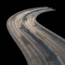 Curving asphalt road 3D model with customizable features created in Blender, ideal for virtual exteriors.