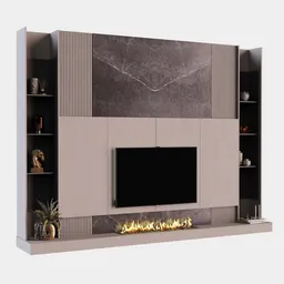 Modern TV Wall with Linear Fireplace