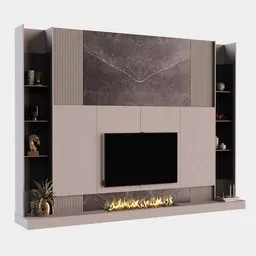 Modern TV Wall with Linear Fireplace