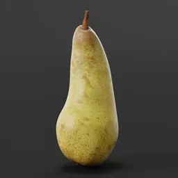 Realistic pear 3D model with detailed textures rendered in Blender, ideal for food visualization.