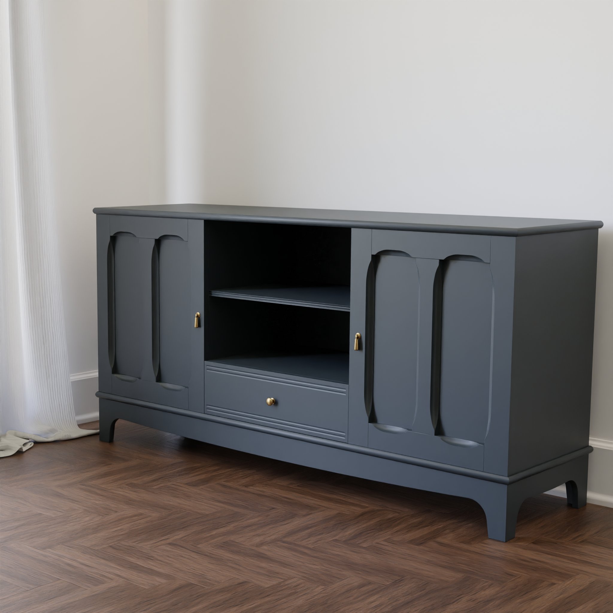 LOMMARP TV unit, dark blue-green, 62 5/8x17 3/4x31 7/8 - IKEA