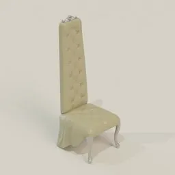 Detailed 3D model of an upholstered baroque chair with high backrest and ornate legs, designed in Blender 3D using 2k textures.
