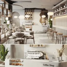 Minimalist Coffee Shop 3D Scene