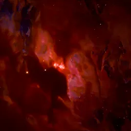 Volumetric Fiery Red Nebula Close Up