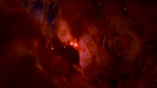 Volumetric Fiery Red Nebula Close Up