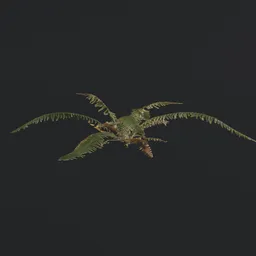 "Game-ready tropical fern 3D model for Blender 3D with PBR textures. Highly detailed and perfect for adding overgrown plant life to your virtual world. Ideal for gaming and virtual reality applications."