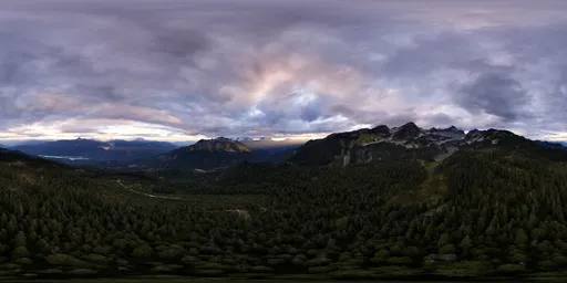 Aerial Mountain Landscape Cloudy Sunset