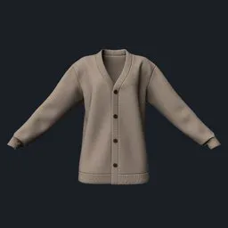 Loose-Fit Tricotine Cotton Cardigan