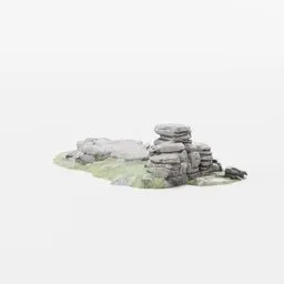 "Rock formation in Dartmoor, Devon - Landscape 3D model for Blender 3D. Stone collection for tabletop model buildings, photoscan textures, and pearly flagstones. Perfect for creating a haunting scene inspired by Wuthering Heights."