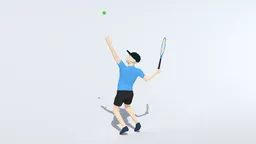3D model of a stylized child tennis player in action, optimized for Blender and CG projects.