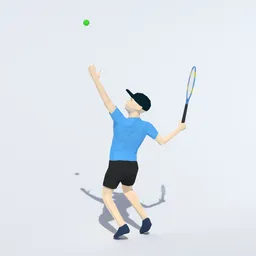 Low Poly Kid Playing Tennis