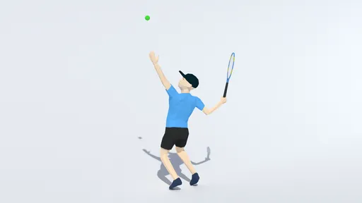 3D model of a stylized child tennis player in action, optimized for Blender and CG projects.