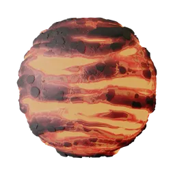 Realistic flowing lava material for 3D rendering in Blender with detailed textures.