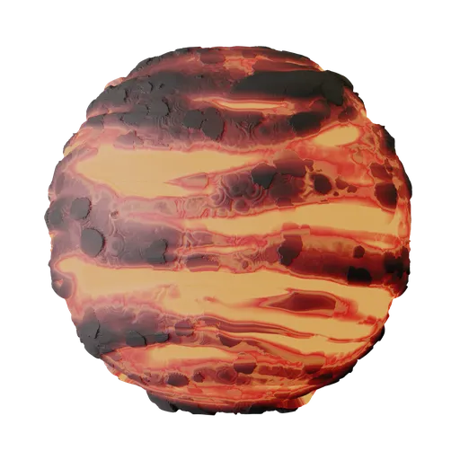 Realistic flowing lava material for 3D rendering in Blender with detailed textures.