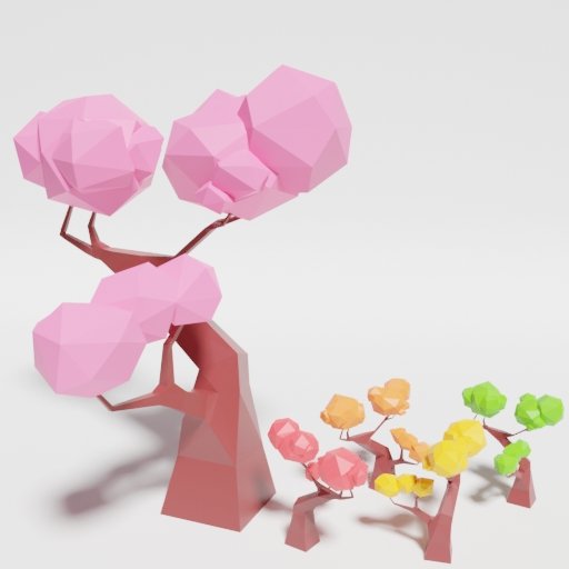 Low Poly Japan Tree 2 Multicolor | Trees models | BlenderKit