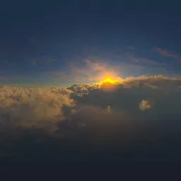 On the clouds under the setting sun