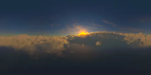 On the clouds under the setting sun