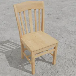 Detailed 3D wooden chair model for Blender, texture-mapped, optimized for interior design renderings.