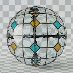 Diamond Grid Glass Panel Orange Blue