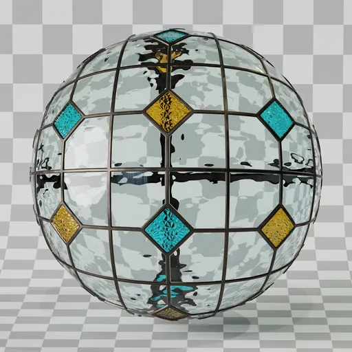 Diamond Grid Glass Panel Orange Blue