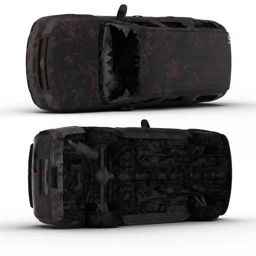 Post-apocalyptic vehicle, detailed Chevy 3D model for Blender with procedural textures, suitable for dystopian scenes.