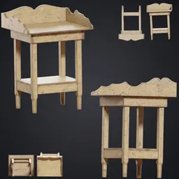 Rustic Wooden Washstand Table