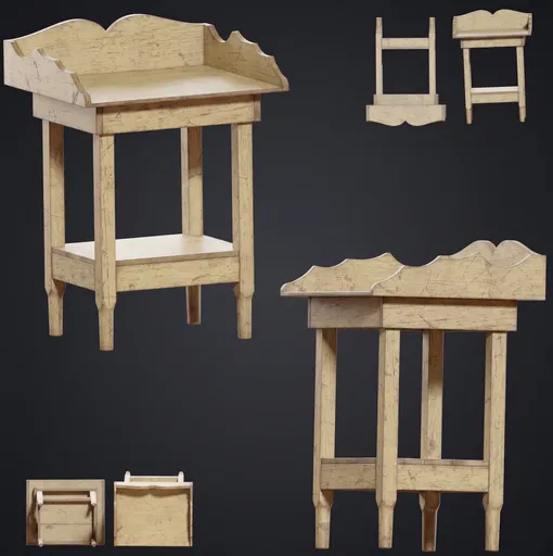 Rustic Wooden Washstand Table