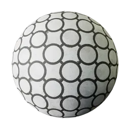 High-resolution PBR texture of circular and square white terracotta tiles for 3D modeling and rendering.