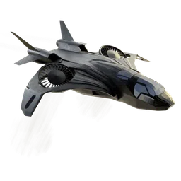 Detailed 3D model of a futuristic jet with engine smoke, designed for use in Blender.