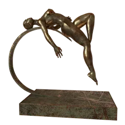 "Bronze sculpture of a feral woman in a dynamic pose, inspired by Franz Stuck and created with Blender 3D software. Perfect for display and decoration, this winning award piece features realistic textured magnetosphere and metallic bronze skin. Get it now and rate your satisfaction!"