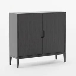 "Regissor Ikea Wardrobe 3D model in low-polygon, steel gray body with black furniture and a textured base, created using Blender 3D software. Based on instructions from the Latvian Ikea store. Perfect for interior design and 3D visualization projects."