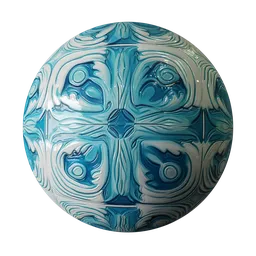 High-quality cyan ceramic tile PBR material for 3D rendering and Blender texturing.
