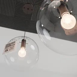 Realistic 3D render of modern Globe Shade Pendant Lighting with transparent design for Blender projects.